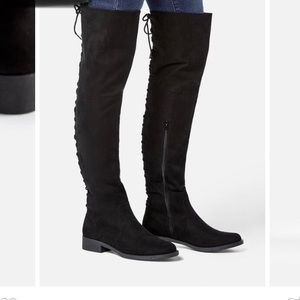 Over the knee black suede boots